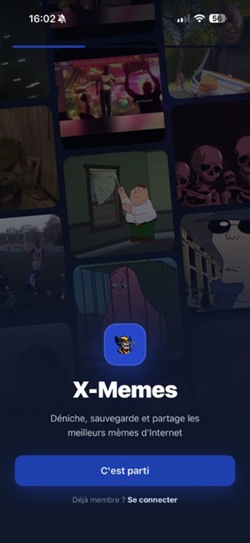 L’écran d’accueil de l’application X-Memes